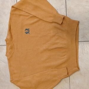 Claiborne Mustard Crewneck Sweater with Blue Crest